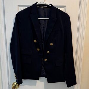 Express Dark Blue Blazer with Gold Accents